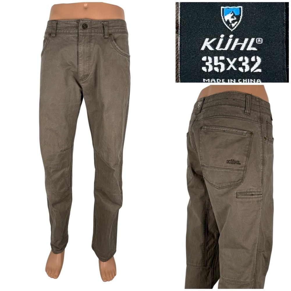 KUHL RYDR Pants Mens 35 x 32 Vintage Patina Dye Work Outdoor Utility Brown EUC
